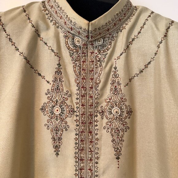 Beige/Tan Men's Kurta Top - Embroidered (M/L) - Picture 2 of 3